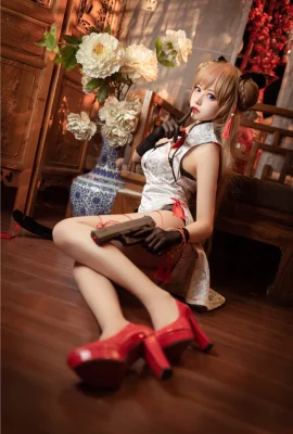 “Girls Frontline” MK23 Honey Flower New Year Cheongsam Ver. Cosplay[CN: Shika Xiaolulu](17 photos)