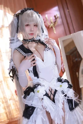 Shui Miao Aqua shows off her long legs in a transparent wedding dress in “Azur Lane-Awesome 5” (45 Photos)