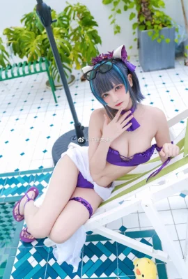 Azur Lane Cheshire Swimsuit cos cute and charming cn Qianye Mirai (10 photos)