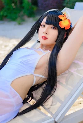 Network Beauty Natsuko Xia Xiazi Biri Swimming Theme Swimming Pool Sexy White Swimming Swimsuit Show H butto Beautiful Legs, Temptation Photo 55p