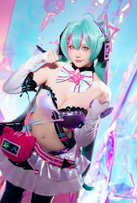 Coser Miss Star: Miku Hatsune Miku Mews fast running theme sexy lingerie with black leather stockings show perfect body temptation photo 73P